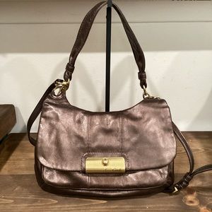Coach Kristin Brown Metallic Leather Shoulder or Crossbody Handbag